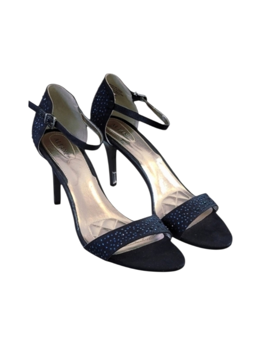 Alfani Pyrra Navy Blue Sparkle Ankle Strap Sillouette Heel  Size 10
